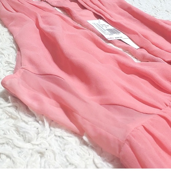 NWT French connection $198 plunge thigh slit halter gown pink sz 2 - Picture 6 of 8